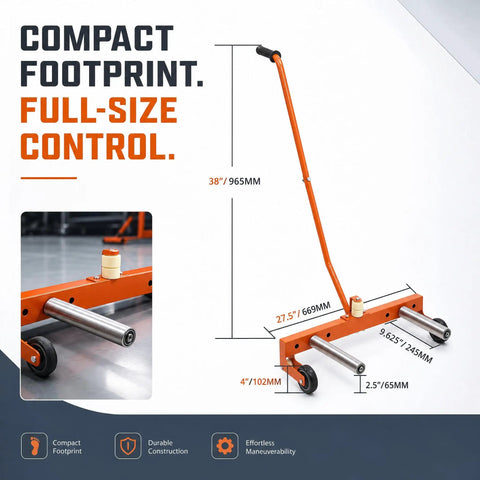 Heavy Duty Tire Dolly Cart With Comfy Handle To Haul Hella Heavy Rims Up To 350 Pounds Across Busy Garages Without Leaving Your Back Feeling Shot Tomorrow, showing dimensions and features.