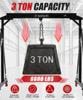 Bulletproof 3 Ton Gantry Crane Featuring Adjustable Height Reinforced Triangular Base Portable Alloy Steel Shop Hoist Workhorse For Mechanics And Workshop Sites with 6600 lbs weight.