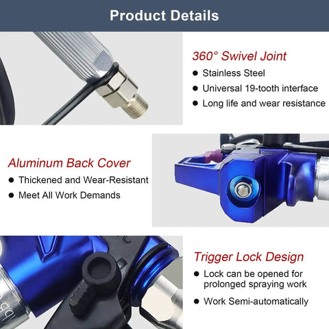 Professional Grade Airless Paint Sprayer Delivering Badass 3600 Psi Output Through A Reversible 517 Nozzle, showing swivel joint and aluminum design.