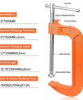 6 Inch Quick Release C Clamp with Button, heavy duty 700kgf cast iron G clamp for woodworking, welding, fast positioning