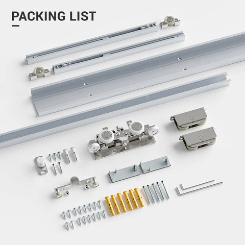 Trackless Concealed Sliding Barn Door Hardware With Dead Silent Soft Close Aluminum Hidden Track For Interior Wood Doors parts and components