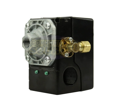 Universal Replacement Air Compressor Pressure Switch 95 To 125 PSI with Unloader Valve and On Off Lever Single Port One Quarter Inch NPT Inlet