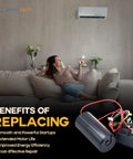 Heavy Duty Hard Start Capacitor Kit For HVAC AC Compressors 189 To 227 Mfd And 208 To 240 Volt on a couch with a woman relaxing.