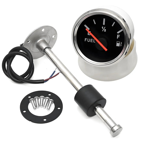 Badass Rock Solid Stainless Steel Fuel Sending Unit For Marine Boat And RV IP67 Waterproof Tank Level Sensor with gauge and float arm.