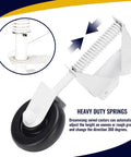 Spring Loaded Gate Caster Kit with heavy duty springs and 4.3 inch castor wheel, ideal for wooden and PVC fences support.