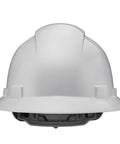 Front view of Full Brim Hard Hat For Construction Crew, Lightweight HDPE With Padded Interior, Grey Carbon Fiber Gloss Finish