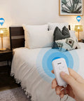 Person using Plug And Play Wireless Remote Outlet Switch With 100ft RF Range No Wiring No Fuss Setup Easy To Use For Hard To Reach Sockets