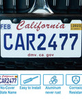 Front view of the 2-Pack Matte Black License Plate Frames, Rust-Proof Aluminum 12.25 x 6.25 Inch, showcasing state label visibility.