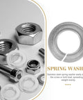 100 Piece Stainless Steel Spring Lock Washers 1/4 Inch Split Lock Washers among nuts and bolts in a repair setup.