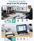 Ultra Portable Bluetooth Thermal Printer For Travel And On The Go Home Use, Inkless Printing On 8.5 By 11 Letter Paper, shown in office setting