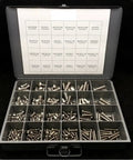 Stainless Steel Button Head Socket Cap Screws Kit With Allen Bolts 18-8 L Head Hardware Assortment in open box with labeled compartments