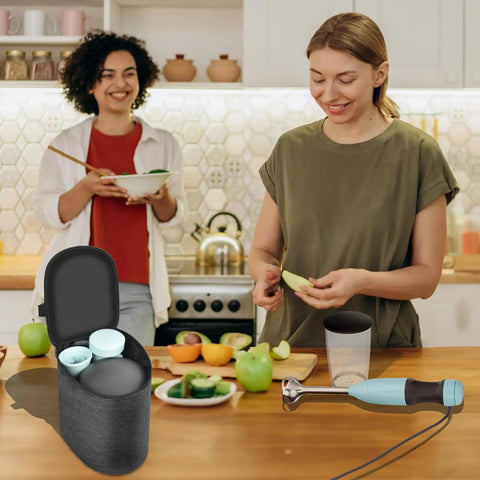 Custom Snug Storage Sleeve For KitchenAid Hand Blender KHBV53 Dishwasher Safe arm guard holder in sleek grey, storing accessories.