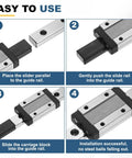 MGN15C 550mm Slim Linear Guide Rail With Compatible MGN15C Carriage Block Assembly steps for installation with smooth motion.