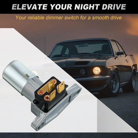 Straight Up Headlight Dimmer Switch For Cars And Trucks With Three Terminal Dash Toggle Slides Right In with brass terminals and durable casing.