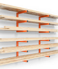 Beefy Heavy Duty Wood Organizer And Lumber Storage Wall Mount Rack With Six Levels Holds Up To 1200 Lbs Indoors Or Outdoors In Bright Orange