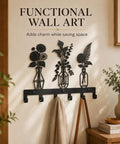 Knockout Premium Decorative Floral Metal Wall Coat Rack Featuring Six Heavy Duty Hooks And Matte Black Finish for keys hats bags and everyday gear in your entryway