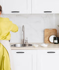 10 Pack 5 Inch Matte Black Curved Cabinet Pulls for kitchen cupboards installed on white cabinets