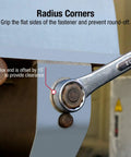 Close-up of wrench from Six Piece Raised Panel Wrench Set 25mm 26mm 27mm 29mm 30mm 32mm Heavy Duty CRV Alloy Steel, demonstrating offset box end.