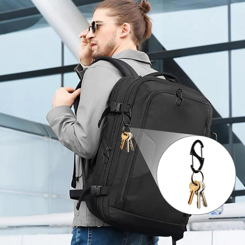 Anti Theft Zipper Pull Clips 20 Pack For Backpacks Luggage Handbags And Purses With Lobster Style Carabiner Clasps And Double Sided Zipper Locks Durable Travel Deterrents For Keys Suitcases And Bags Grab And Go Ready shown on backpack with keys