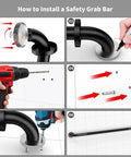 How to Install Hella Sturdy Extra Long Matte Black Safety Grab Bar Featuring Knurled Anti Slip Grip and Premium 304 Stainless Steel.