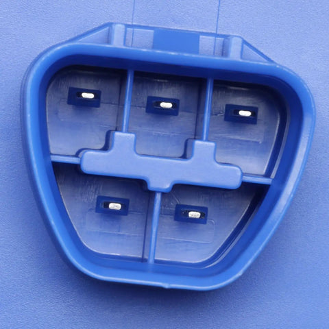 Close-up view of a blue connector for Top Shelf Oem Standard Fuel Pump Module Assembly, showing electrical contact details.