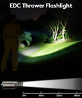 Pocket EDC USB C Rechargeable Flashlight With Magnetic Clip Bright White LED illuminating a garden path at night