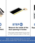 Image steps for installing Dope 16x10 Modern AC Vent Cover White: remove vent, measure duct, replace with sleek linear slot diffuser.