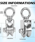 Size information diagram for Pro Grade 48mm V Groove Cable Pulley Wheel With Swivel Joints And Dual Ball Bearings.