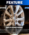 Before and after use of the Professional Wheel Hub Cleaning Tool Kit Featuring Steel Wire Brush Cups And Slim Pen Brushes.