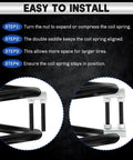 Installation steps for Heavy Duty 2 Way Adjustable Coil Spring Spacers 8 Piece Set Rust Proof Carbon Steel.
