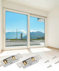 Built Tough Double Wheel Sliding Patio Door Rollers With Stainless Steel Pulley Set on floor with screws in a sunlit room.