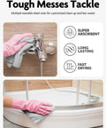 Fantasticlean microfiber cleaning cloths, 60-pack pink and grey, 12x12 towels; used to wipe faucet and shower enclosure.