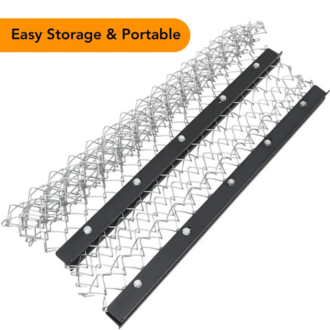 4 Foot By 5 Foot Chain Harrow For ATV And UTV Tractor Attachments - folded view showcasing rust-proof, easy portability.