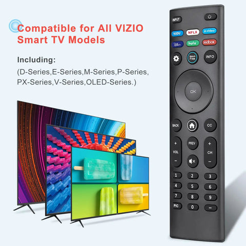 Universal Remote Replacement For Smart TVs XRT136 XRT260 XRT270 D E M P V PX Series beside VIZIO TVs