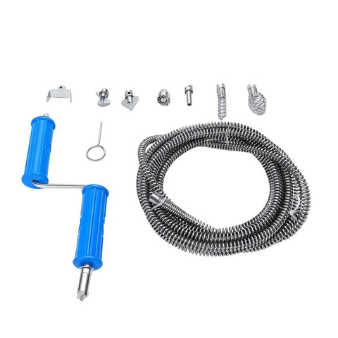 Heavy Duty Drain Snake With Drill Attachment, Flexible Alloy Steel Pipe Auger tools, 3 meter flexible cable and handle.