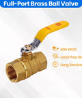 Heavy Duty Full Port Brass Ball Valve 3/4 Inch Threaded Pipe Fitting For Water Air Oil And Gas Built Tough As Nails Corrosion Resistant Workhorse For No Fuss Operation Single Pack with yellow handle