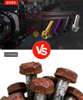 Top Shelf Titanium Handlebar Clamp Bolts And Brake Clutch Perch Screws For Heavy Duty Motorcycles, comparison of premium vs rusty bolts.