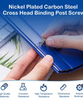 Nickel Plated Carbon Steel Cross Head Binding Post Screw used for securing booklet covers easily.