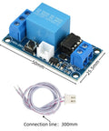 Two Pack 12V Latching Relay Modules For Home Automation And DIY Projects, 10A AC/10A DC Load, 250V Rating, 300mm Lead Wires, Compact 50x25.5x19mm Size, Ideal For Lamps, Appliances, Electronics And Small Motors. Blue relay module with 300mm lead wires