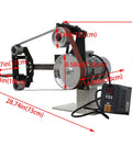 Straight Fire Heavy Duty Belt Sander Grinder With 71 Inch Sanding Belt And Three Grinding Wheels For Metal Polishing, showing dimensions and design.