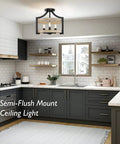 Versatile 3 Light Farmhouse Chandelier With Adjustable Height Pendant Or Semi Flush Mount Rustic Ceiling Light Fixture in kitchen