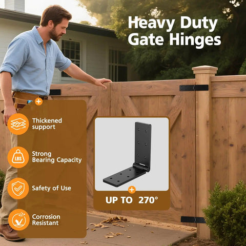 Killer Heavy Duty Gate Hinges With Screws Double Layer Steel Door Hardware Built Like A Tank Open Smooth As Butter For Your Backyard Setup And Handle The Daily Grind Like A Champ Today, shown on a wooden gate.
