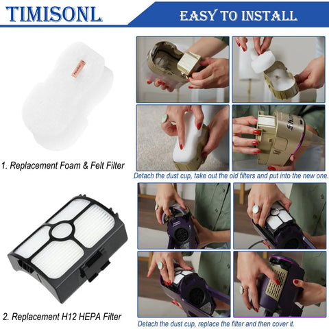 Replacement Vacuum Filter Kit For Stratos Ultralight Corded Stick Vacuum With 2 HEPA And 4 Foam And Felt Washable And Reusable view