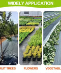 Widely applied heavy duty woven weed barrier landscape fabric 4ft by 50ft black geotextile used under fruit trees, flowers, vegetables.