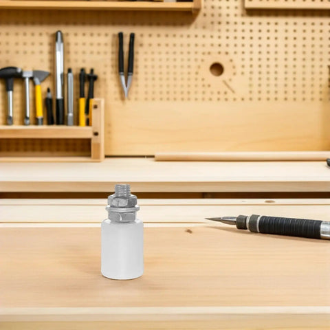 8 Piece White Nylon Gate Roller Kit Makes Your Door Roll Hella Smooth, Silent and Squeak Free Sliding Door Pulley Wheels, Heavy Duty Track Rollers With Rock Solid Durability, Silences All The Noise on workbench.