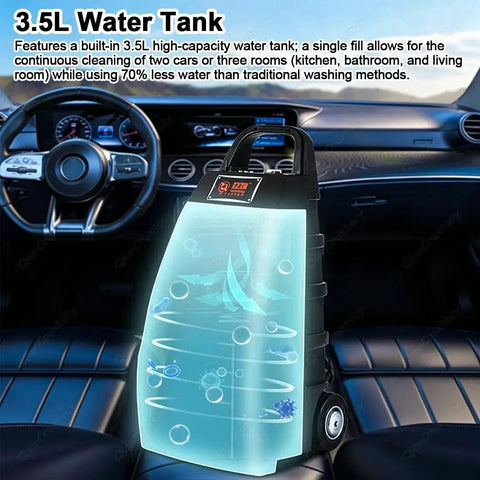 High Power Handheld Steam Cleaner With 6 Piece Accessory Set Delivers 180 Degrees C High Temp Pressure For deep cleaning car upholstery with 3.5L tank.
