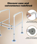 Foldable Toilet Safety Rails With Adjustable Stability Frame Built Damn Tough For Sit And Stand Mobility features anti-slip padded handles.