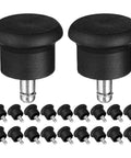 Twenty Pack Flat Out Silent Bell Glides Replacement Fixed Casters For Office Chairs With Rock Solid 7 16 Stem Bases displayed in two sizes with multiple glides.