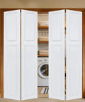 Fresh White Walnut Double Bi Fold Barn Door With Full Hardware Kit Set 96 By 80 Inches Solid Mdf sliding closet doors open over laundry.