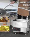 Wlikoci Commercial Mobile Fryer Filter Machine With 18 Litre Oil Tank And 10 Liter Per Minute Fast Filtration Speed for easy grease cleaning in a restaurant.